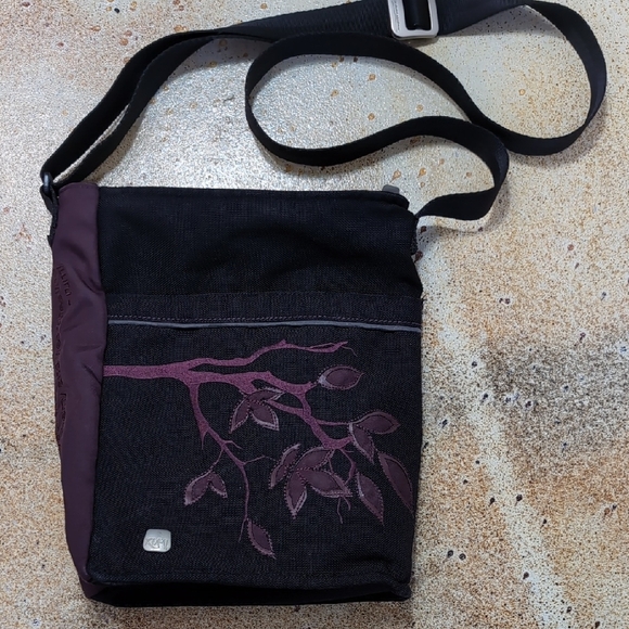 Haiku | Rumi Black and Plum Tree Branch Crossbody Bag - Picture 1 of 13